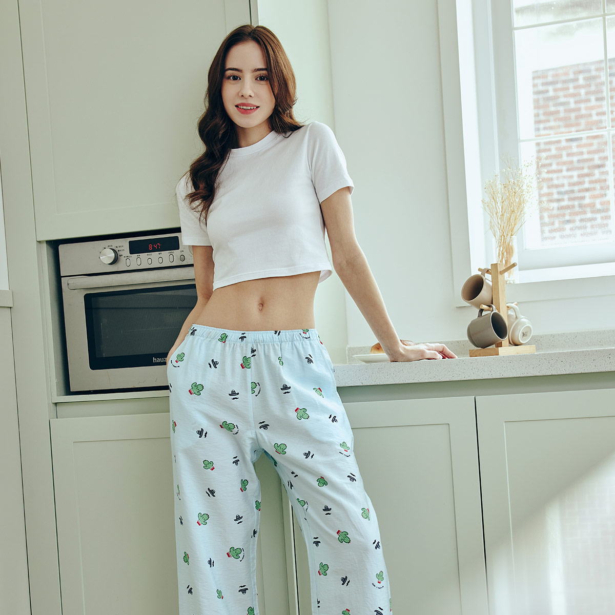 귀여운 선인장 나염 노팬티 이지팬츠 (SEPE102F)