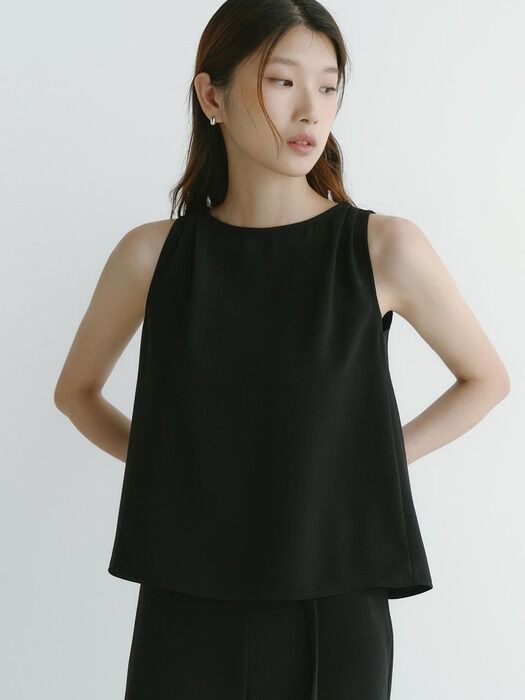 미니멀 드레이프 플리츠 슬리브 탑 (9TS7009Y)